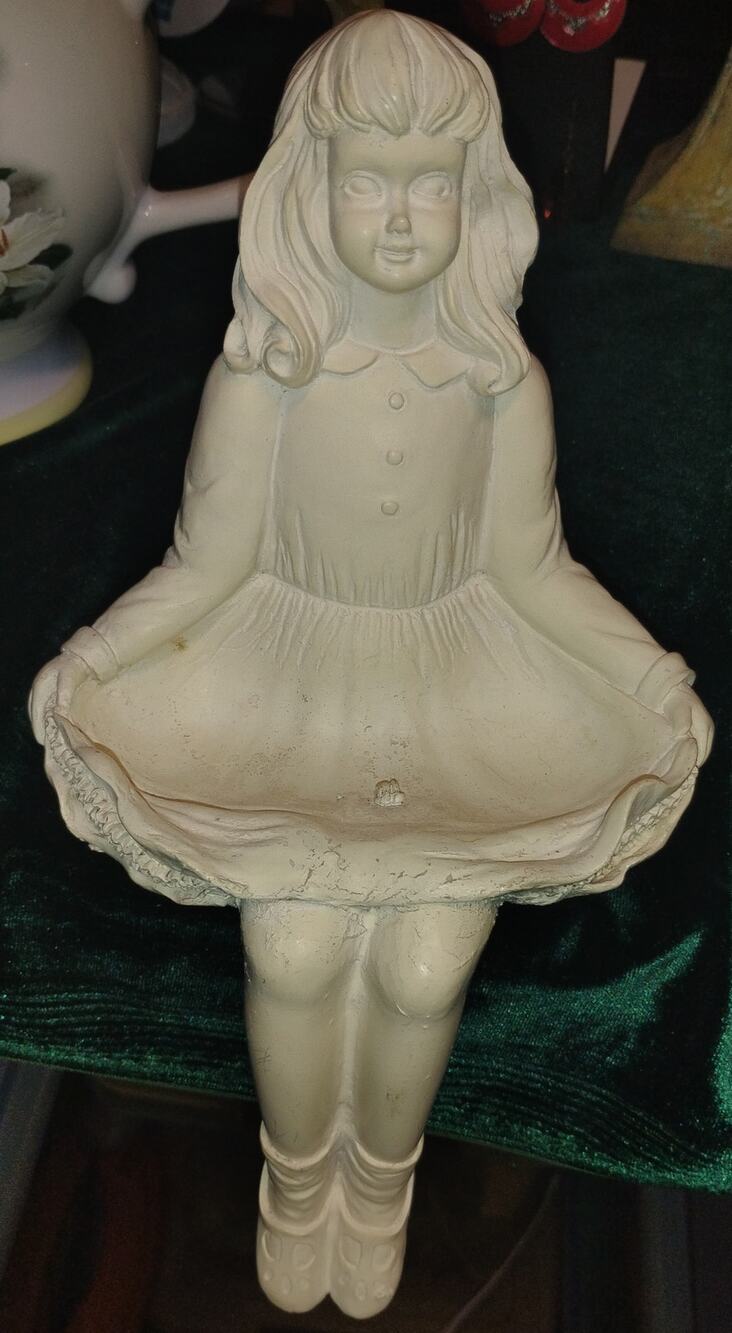 Vintage Style Girl Shelf Sitter Figurine Ivory Cream 10" Dangling Legs